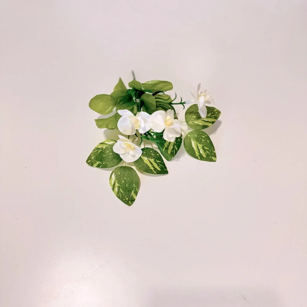 2 Artificial Green & White Begonia Floral Picks for Flower Wreath Arrangement